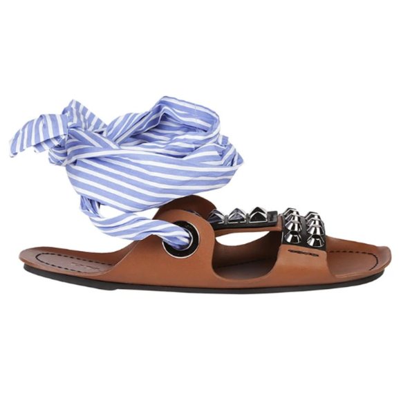 NEW Prada Studded Bow Tie Sandals (7) - Picture 2 of 9